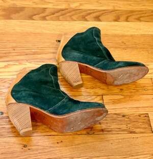 J Shoes Ranch 2 Green Suede Leather Zipper Ankle Boots Booties Women’s Size 7